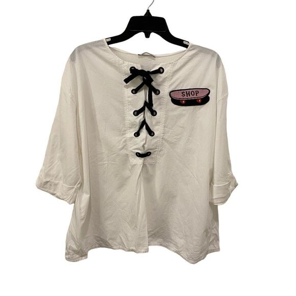 Zara Trafaluc Patch Blouse. Multicolor. Large - Picture 1 of 10